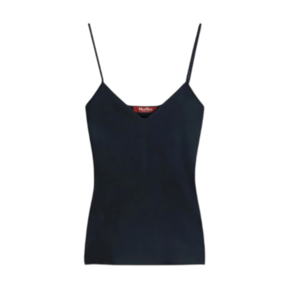 Max Mara Studio Vrouw Blauw Tops Dames, S, Top Smanicato In Envers Satin