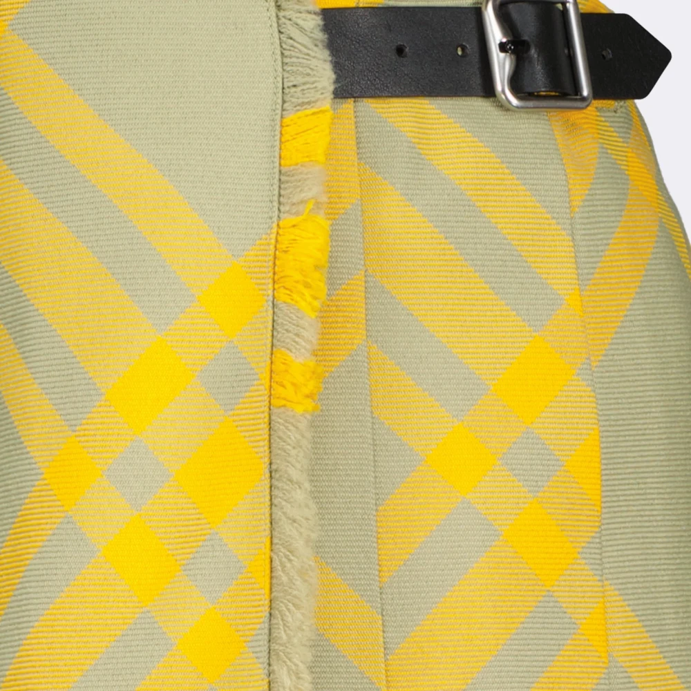 Burberry Vintage Check Wollen Kilt Rok Yellow Dames