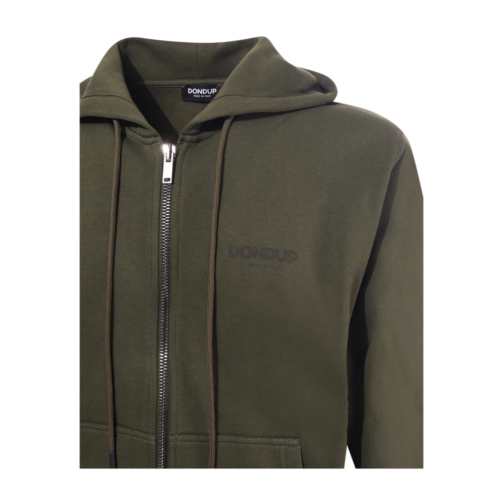 Dondup Groene hoodie met rits en logo Green Heren
