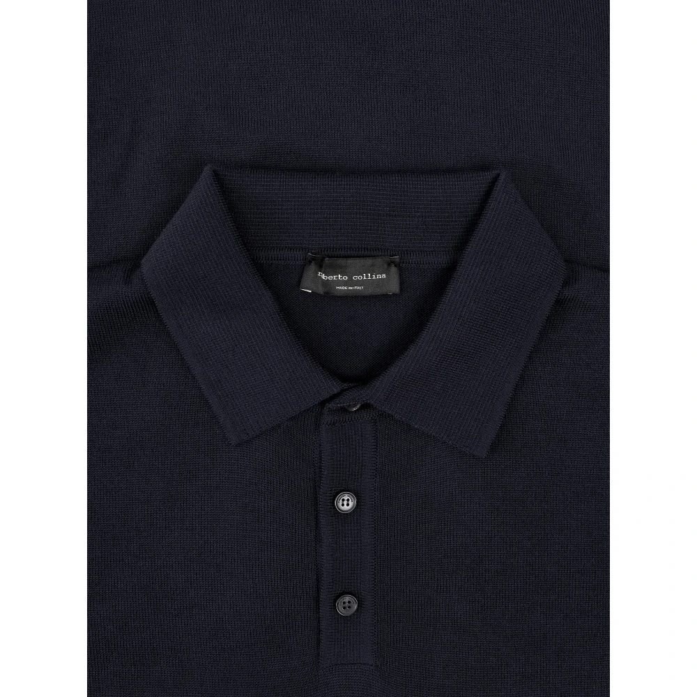 Roberto Collina Merino Polo Shirt Blue Heren