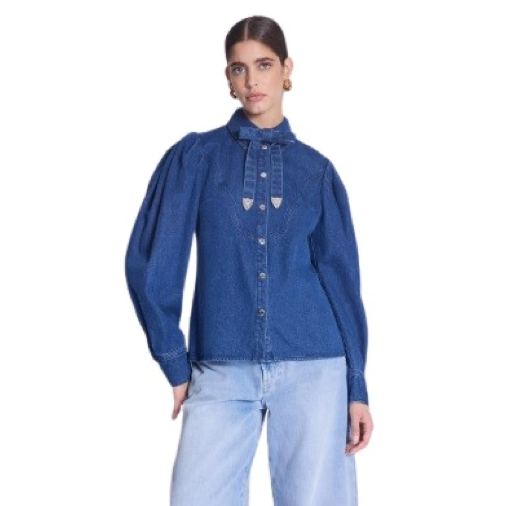 Berenice Denim Shirt met Nek Knoop Blue Dames