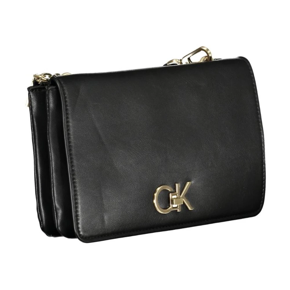 Calvin Klein Polyester Schoudertas met Twee Compartimenten Black Dames