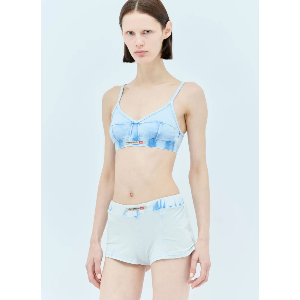 Diesel Panelled Stretch-Jersey Shorts Blue Dames