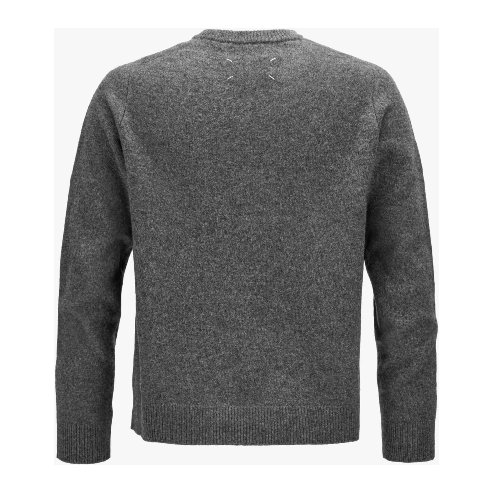 Maison Margiela Grijze Wol Crew Neck Trui Gray Heren