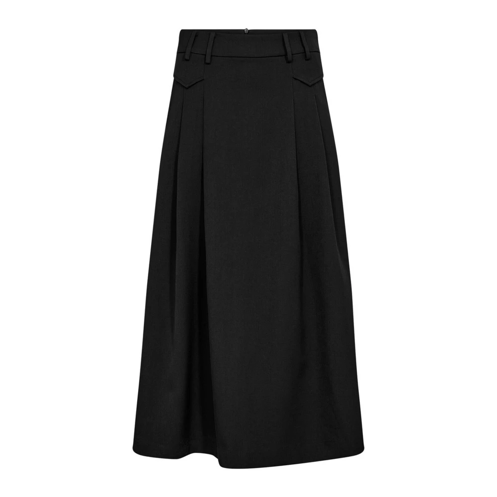 Co'couture Black Midi Skirts, Female, Xs, A-Line Skirt With Pocket Flaps