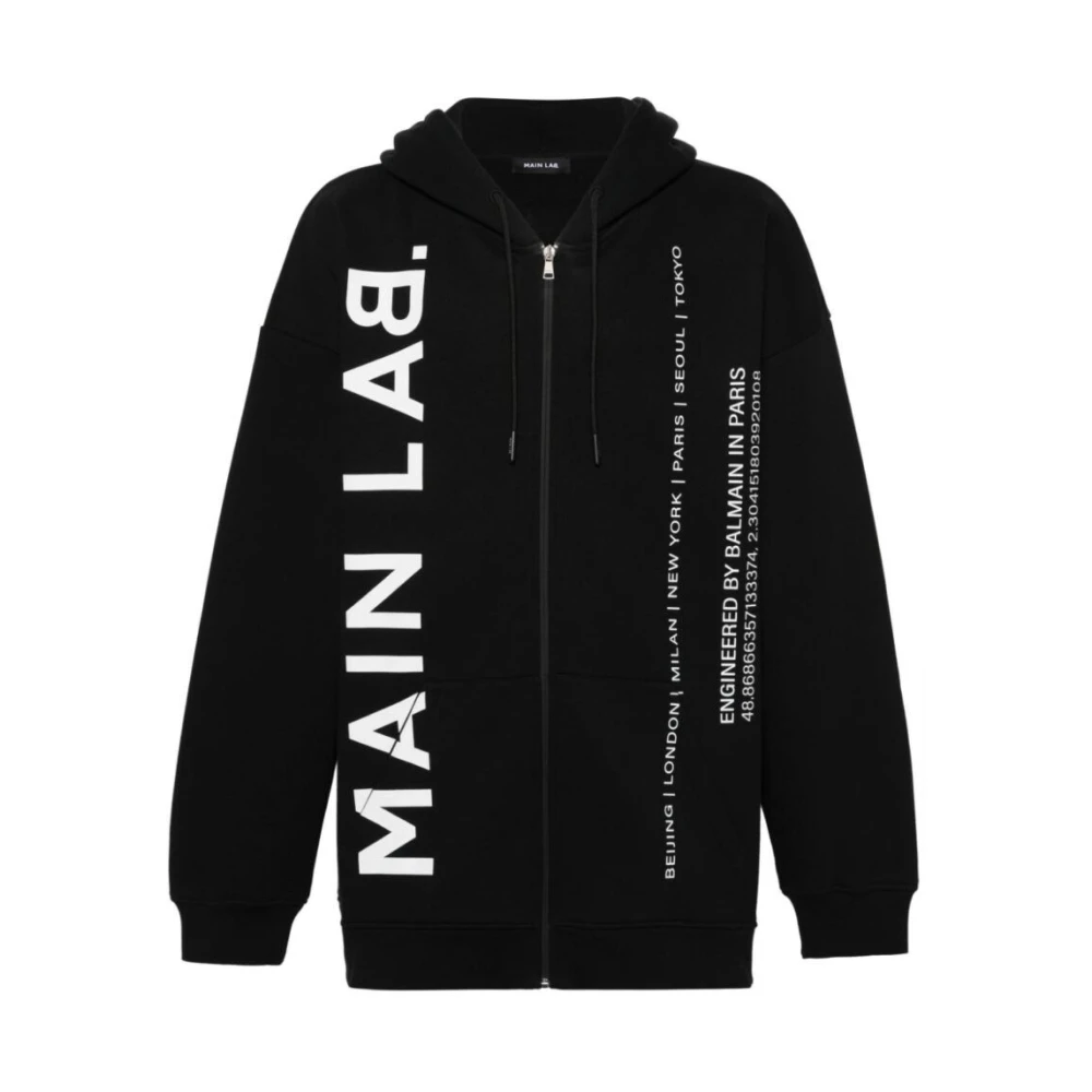 Balmain Moderne Zip-Through Sweatshirt Black Heren