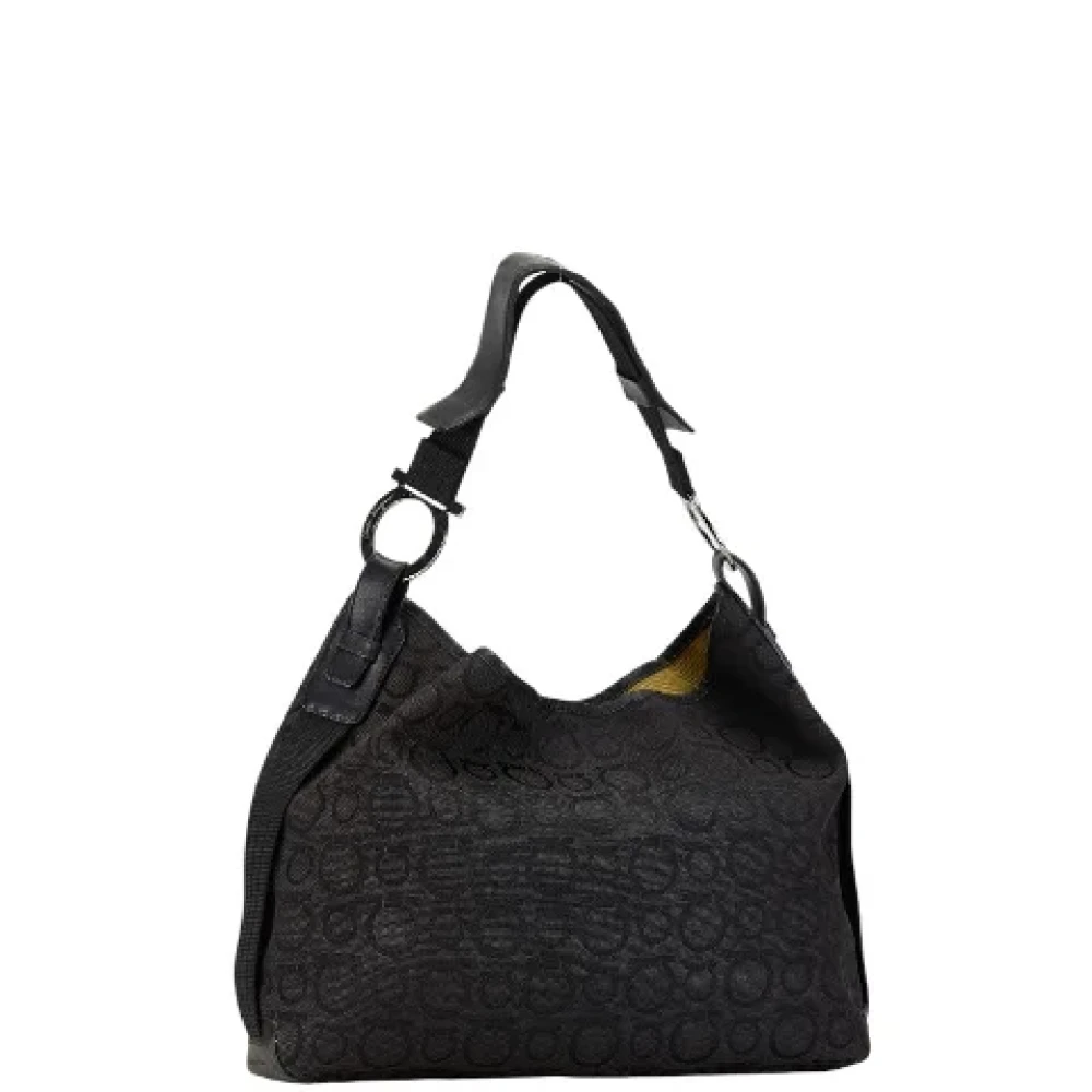 Salvatore Ferragamo Pre-owned Canvas shoulder-bags Black Dames