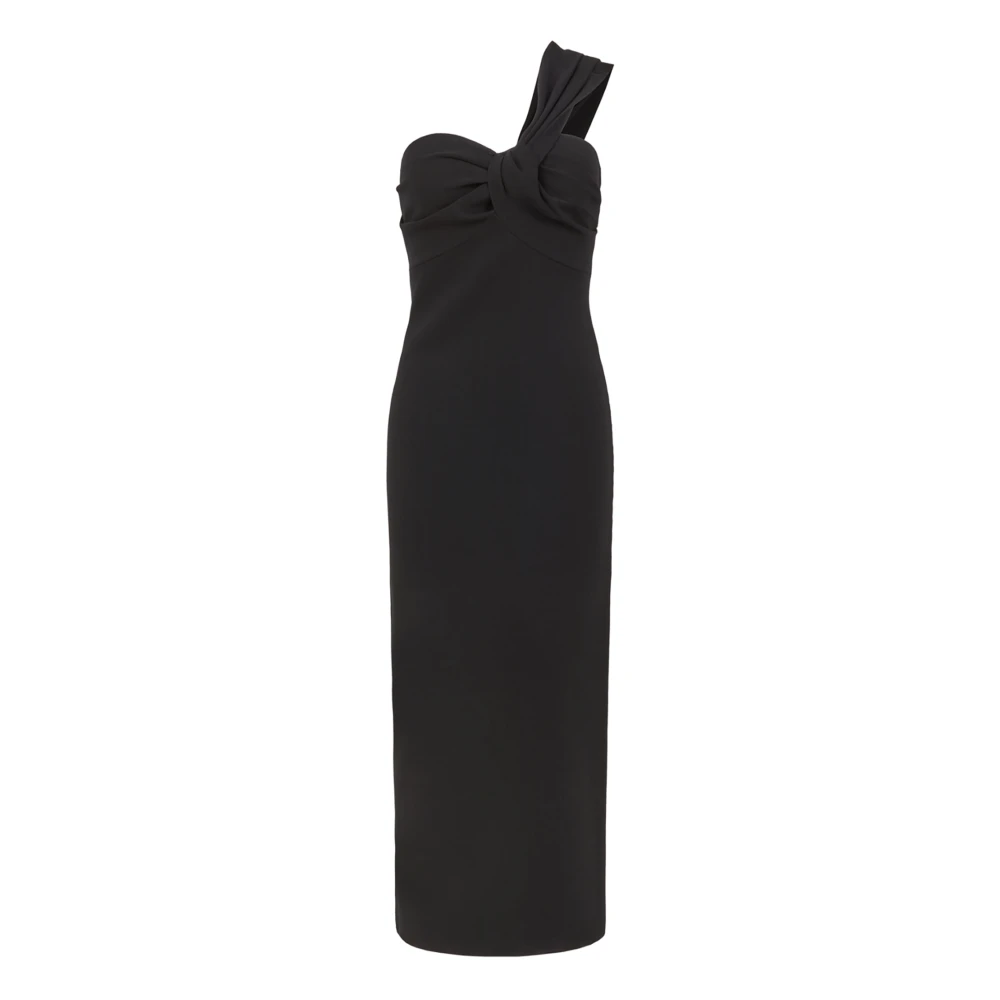 P.a.r.o.s.h. Zwarte Midi Jurk met Eén Schouder Black Dames