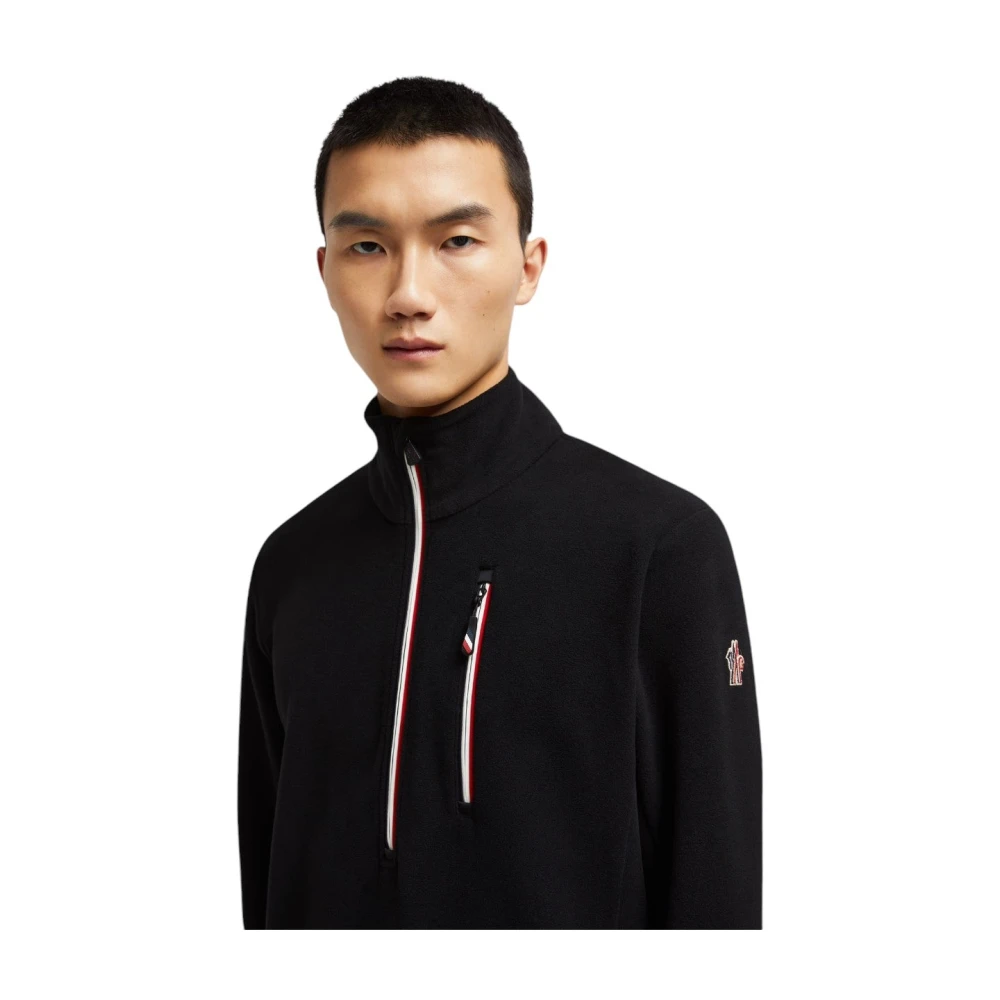 Moncler Zwarte Half-Zip Fleece Sweatshirt Black Heren