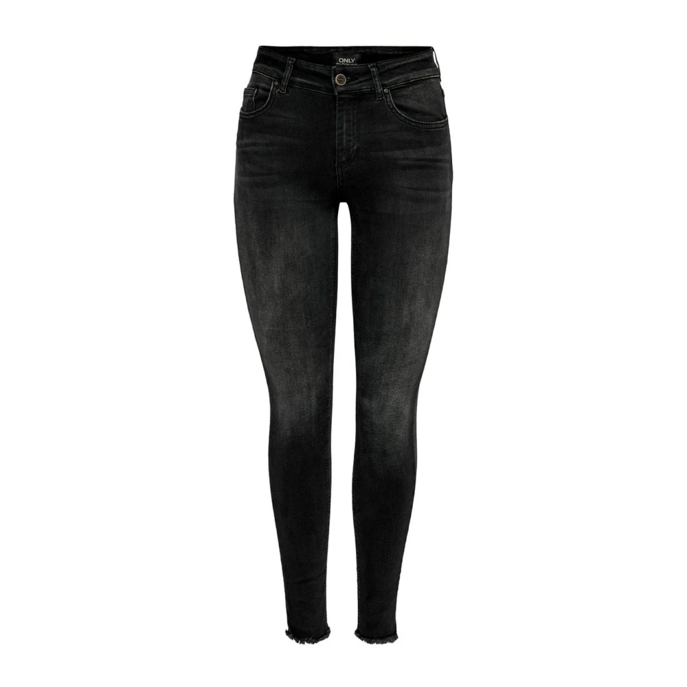 Only Women's Black Skinny Fit Jeans, S L30, Skinny Jeans With Frayed Hem