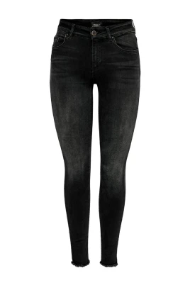 Skinny Jeans med fransig fåll