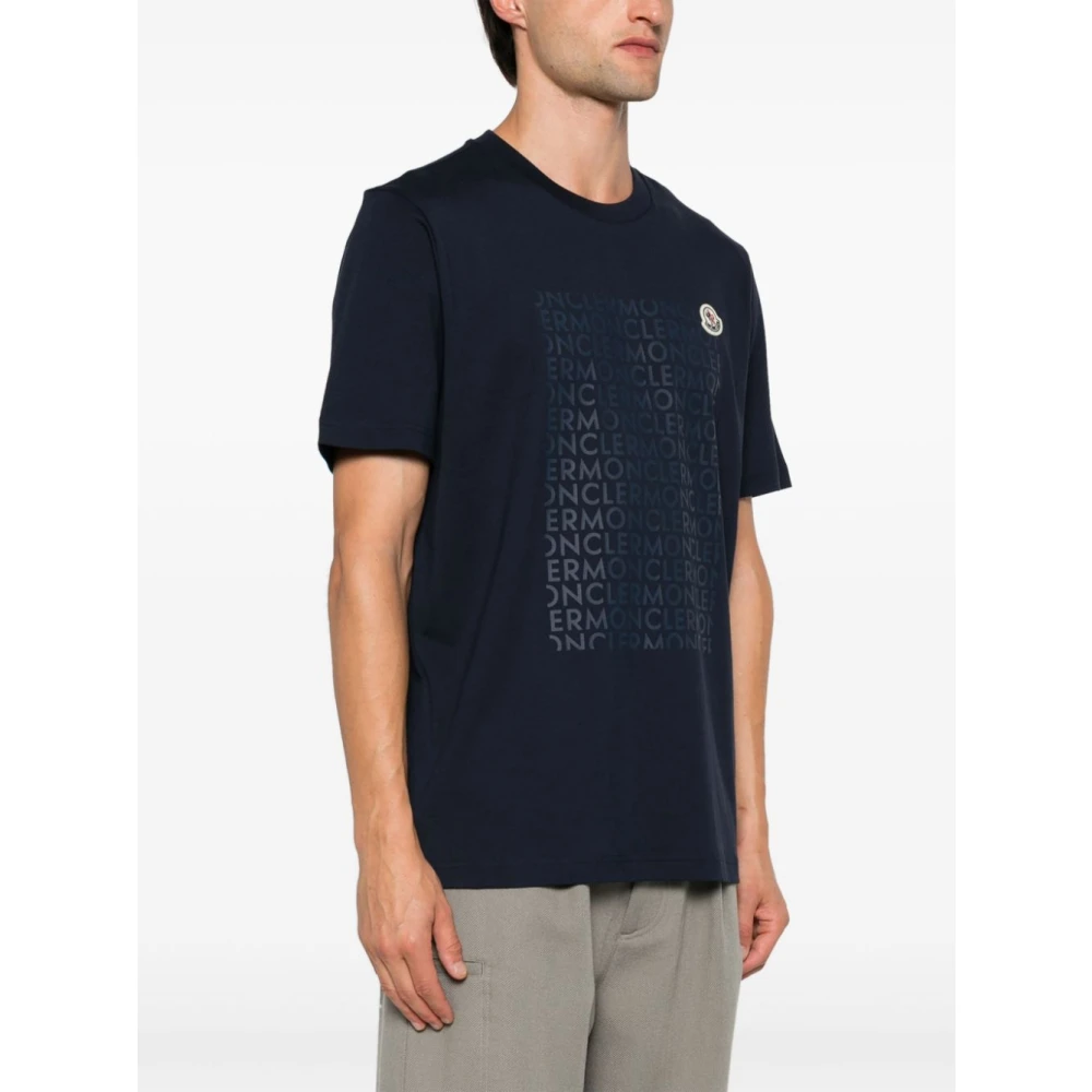 Moncler Blauw T-shirt voor mannen Blue Heren