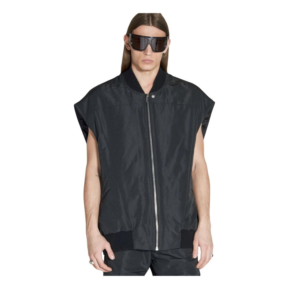 Rick Owens Casual Zwart Polyester Flight Vest Black Heren
