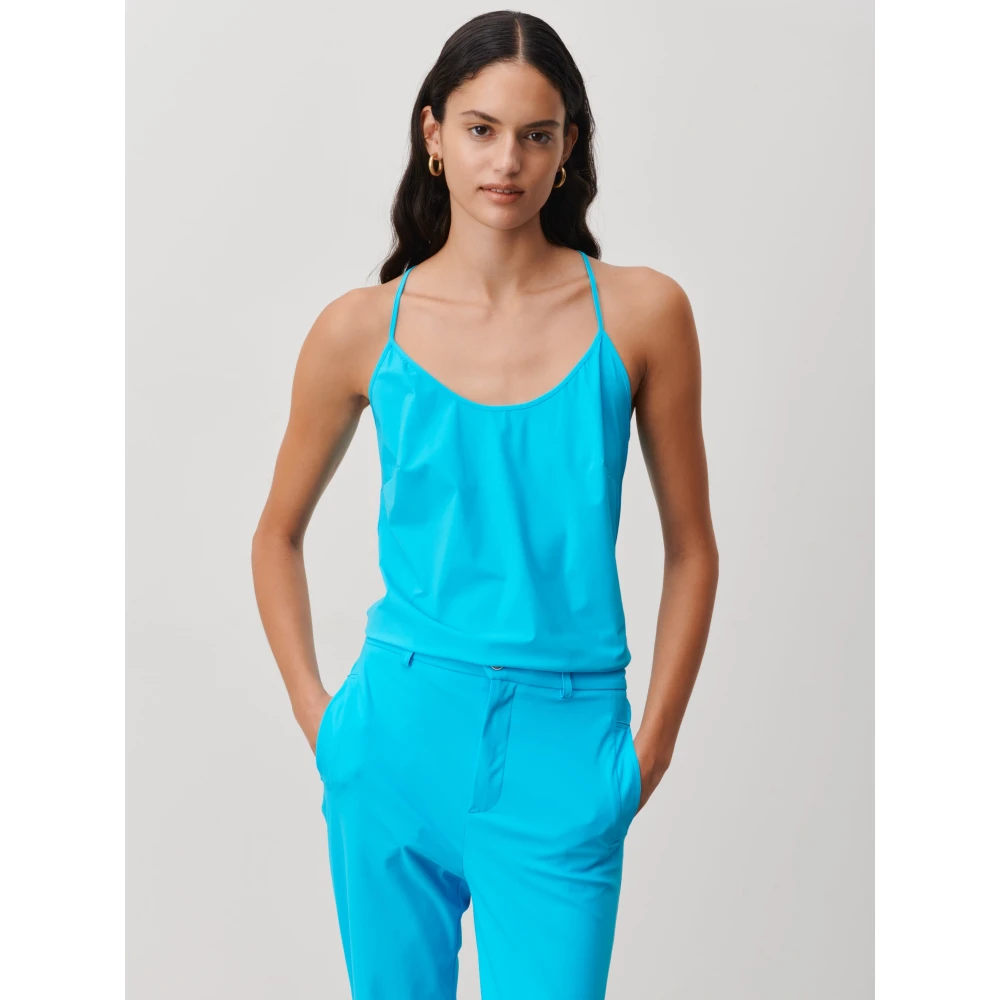 Jane Lushka Lichtblauwe Technische Jersey Top Blue Dames