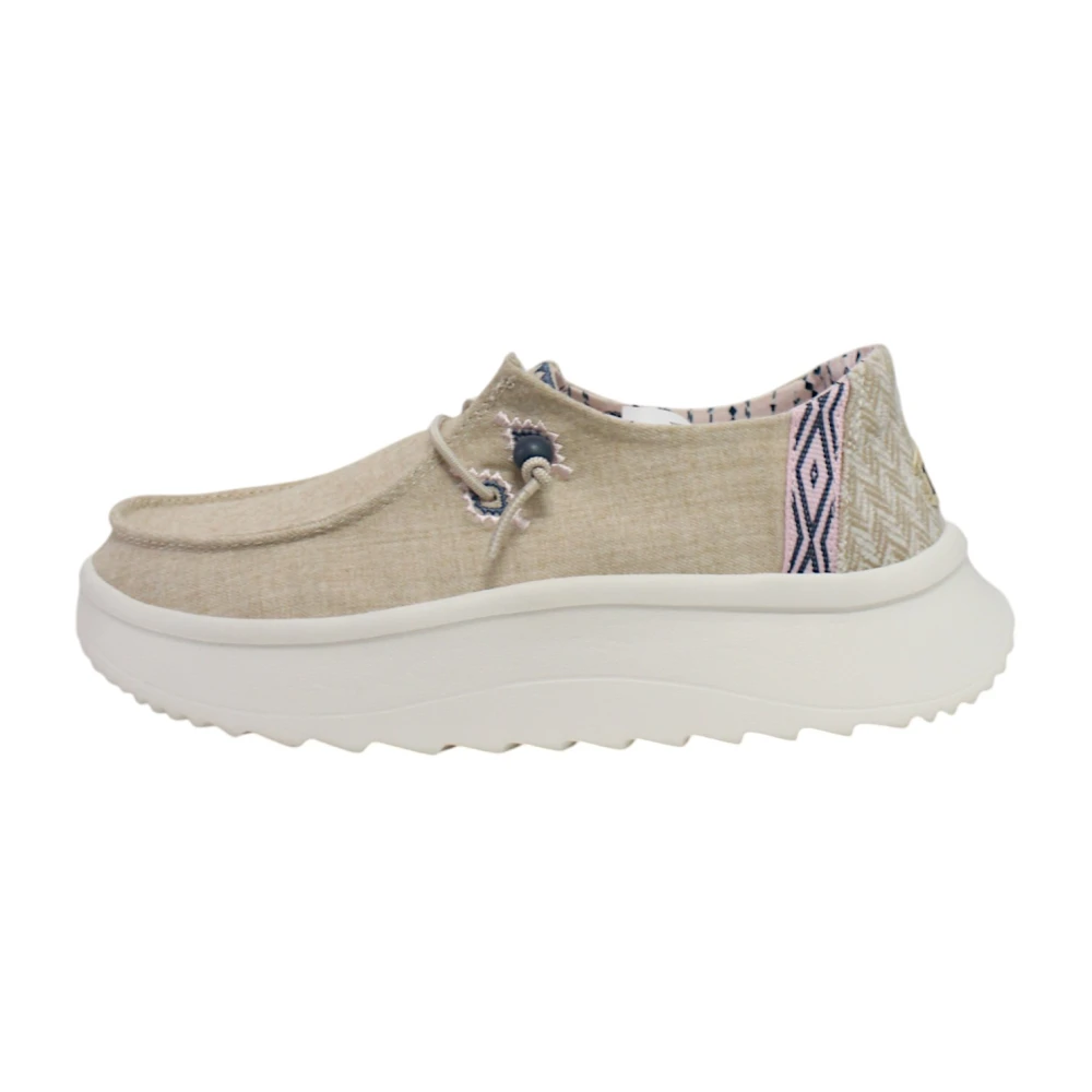 Hey Dude Beige Fabric Slip-On Shoes - Female - Laced Shoes - 8 Uk - Shoes
