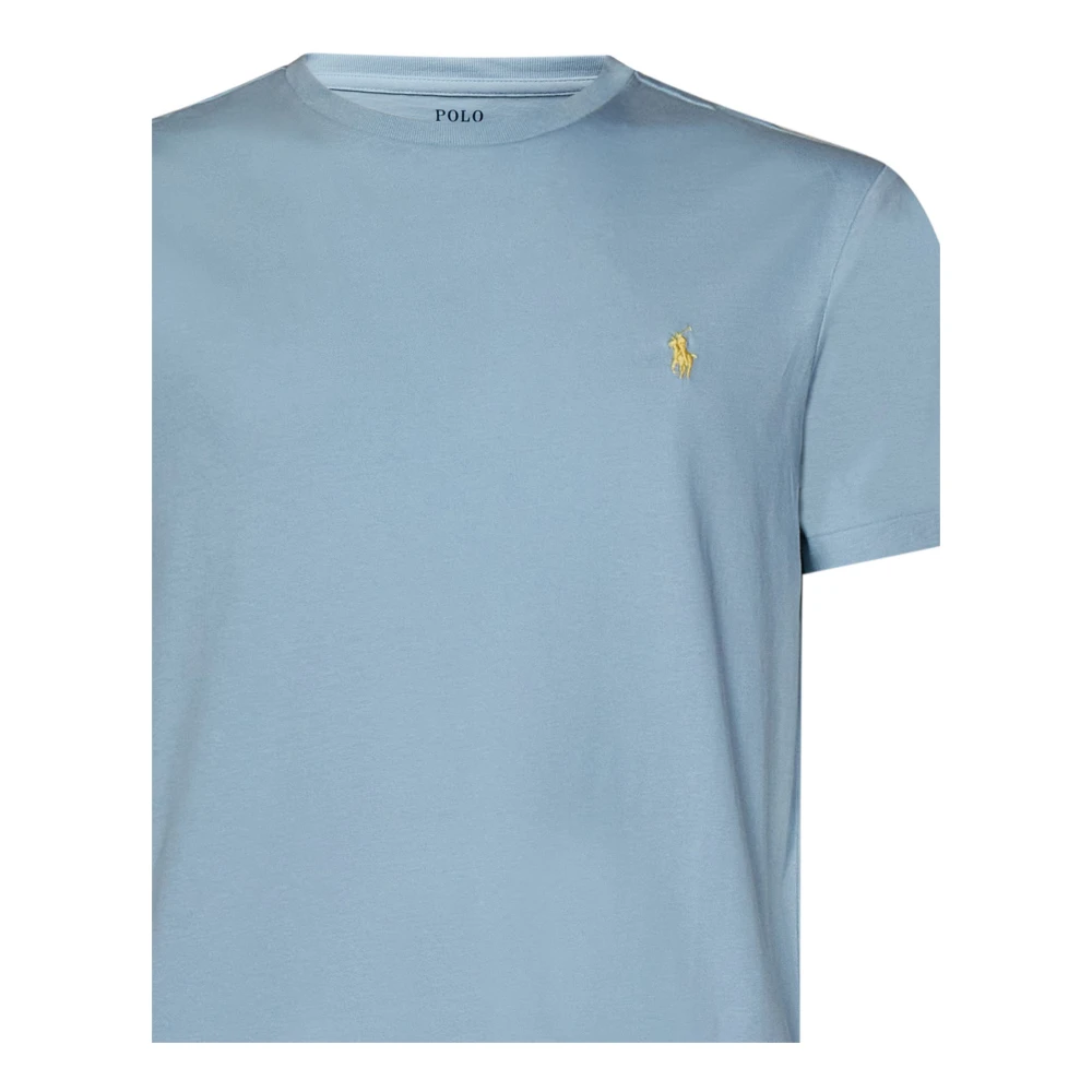 Polo Ralph Lauren Heldere Blauwe Ribgebreide Crewneck T-shirts en Polos Blue Heren