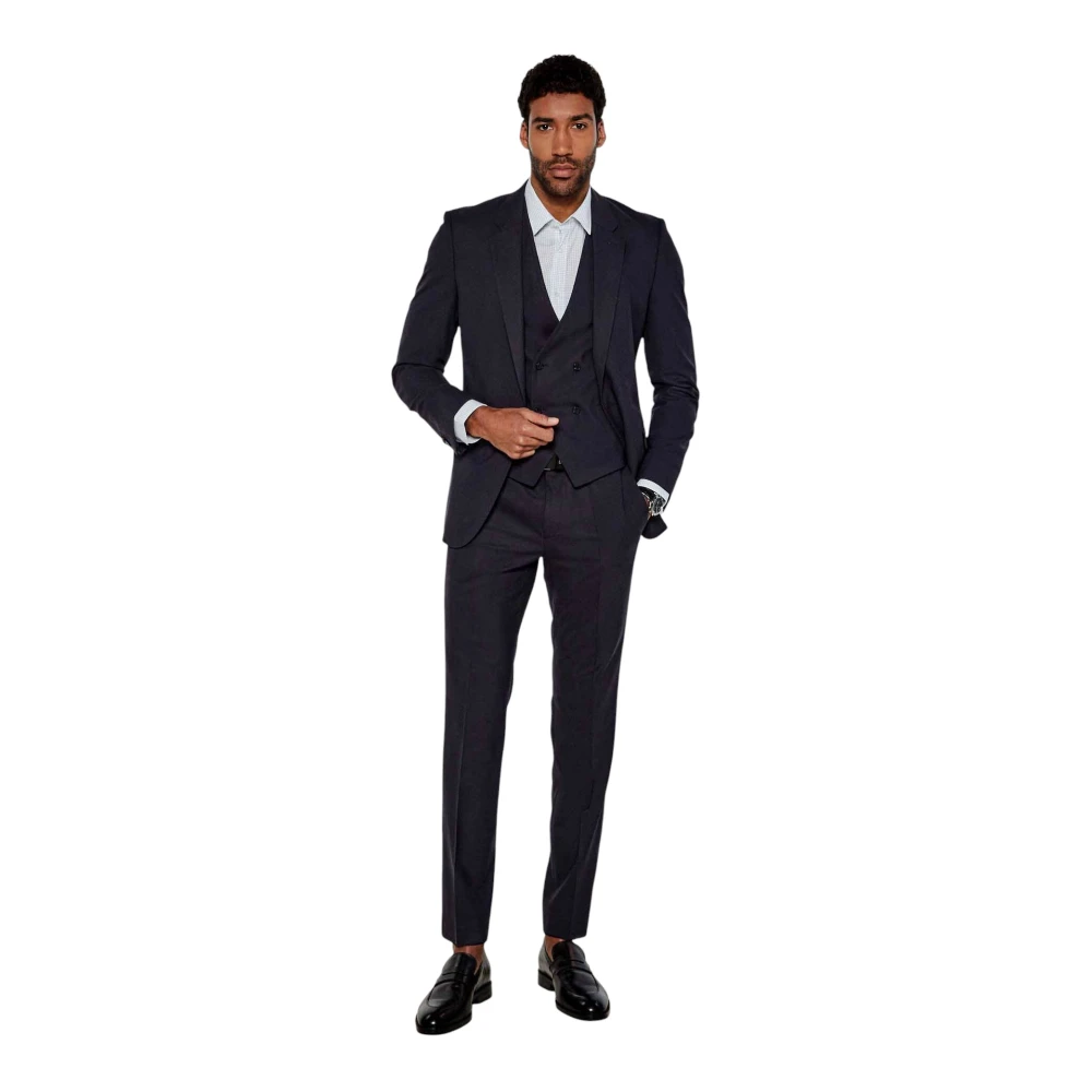 Hugo Men's Blue Stylish Wool Blend Elegant Trousers - Single Breasted Suits - Xl - Suits