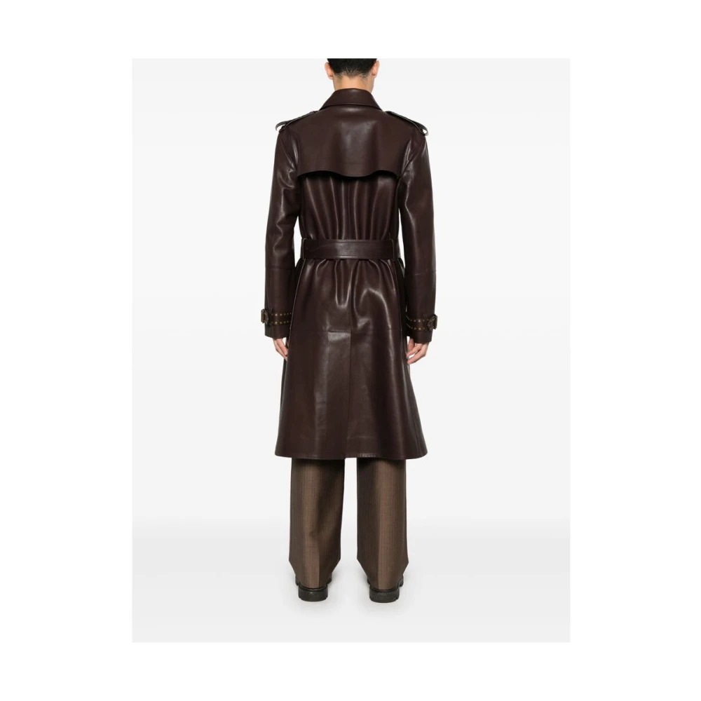 Burberry Stud Embellished Leren Jas Brown Heren