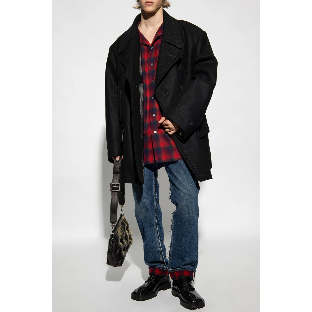 Maison Margiela Double-Breasted Coats Black Heren
