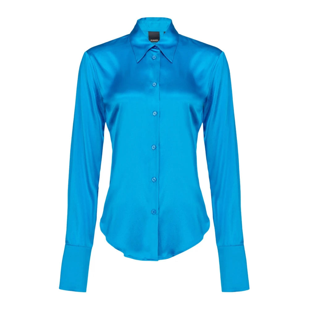 Pinko Donna Blu Camicia In Raso Di Seta