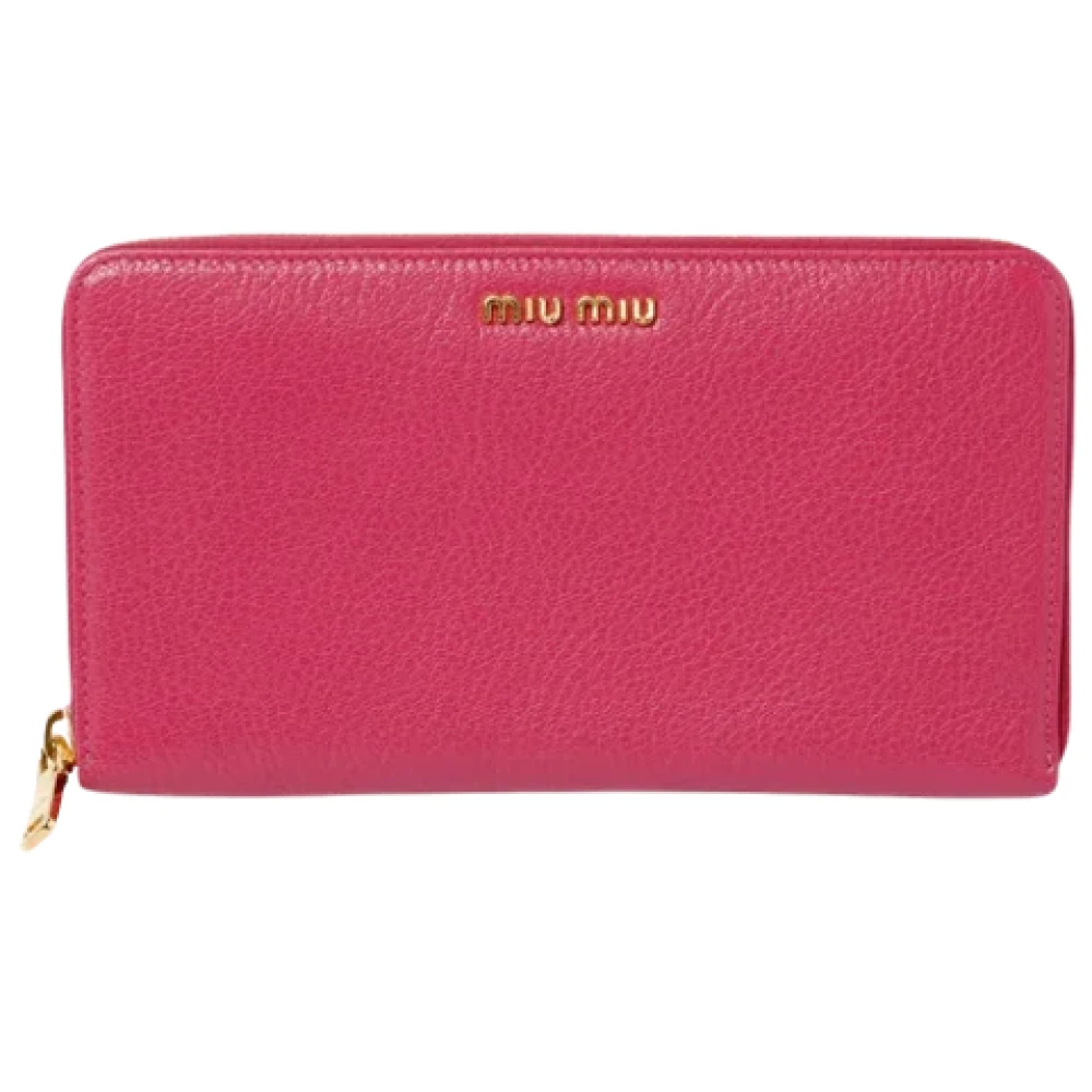 Miu Pre-owned Leather wallets Pink Dames