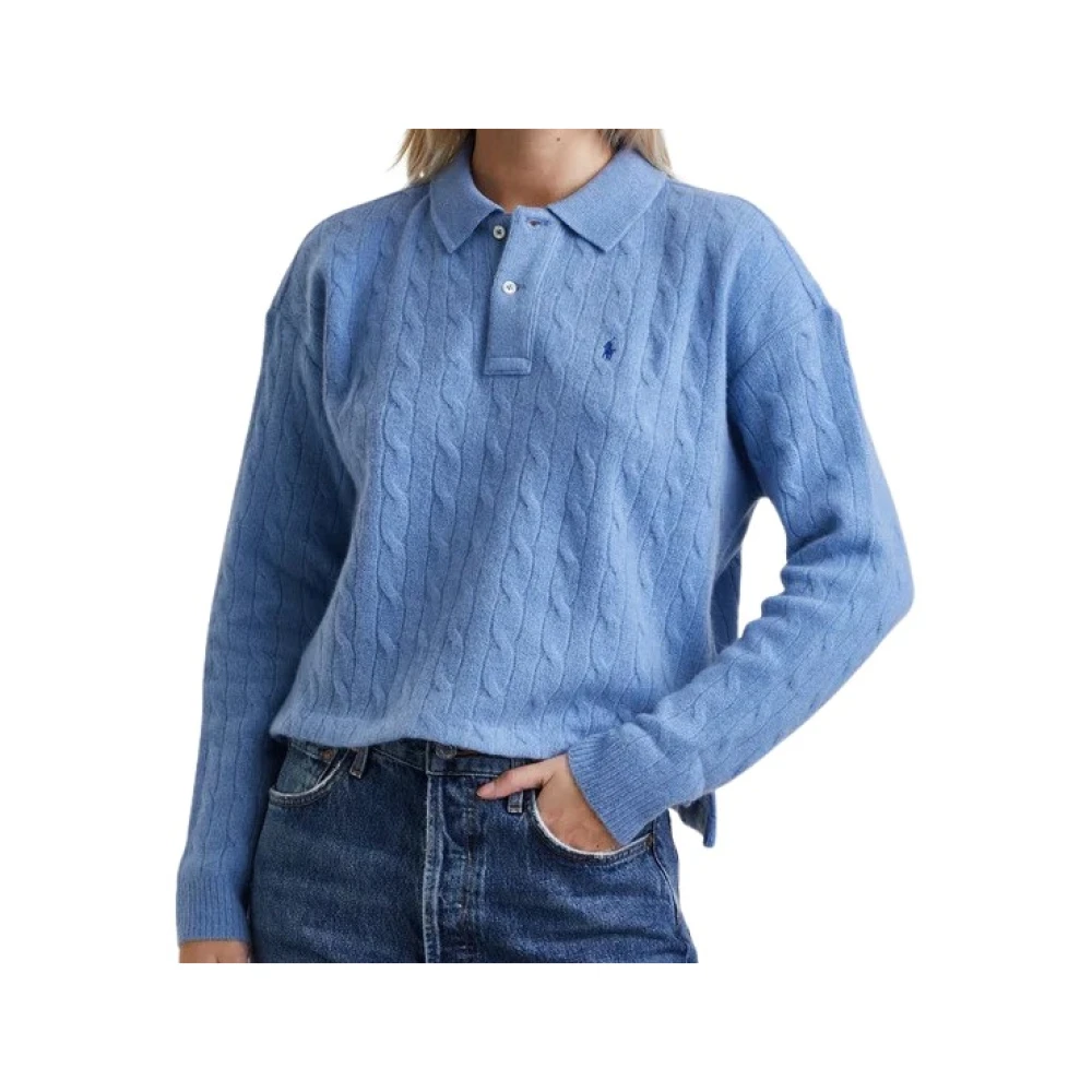 Polo Ralph Lauren Polo Shirt met Lange Mouwen Blue Dames