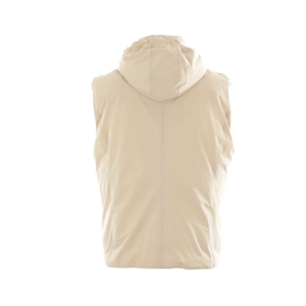 BRUNELLO CUCINELLI Beige Stretch Nylon Mouwloos Jack Beige Heren