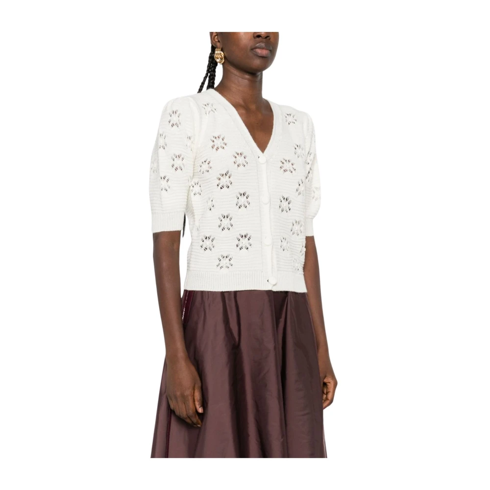 Twinset White Cardigans, Female, M, Pierced Cardigan