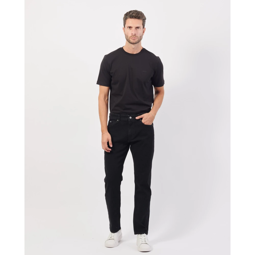 Hugo Boss Zwarte 5-Pocket Regular Fit Jeans Black Heren