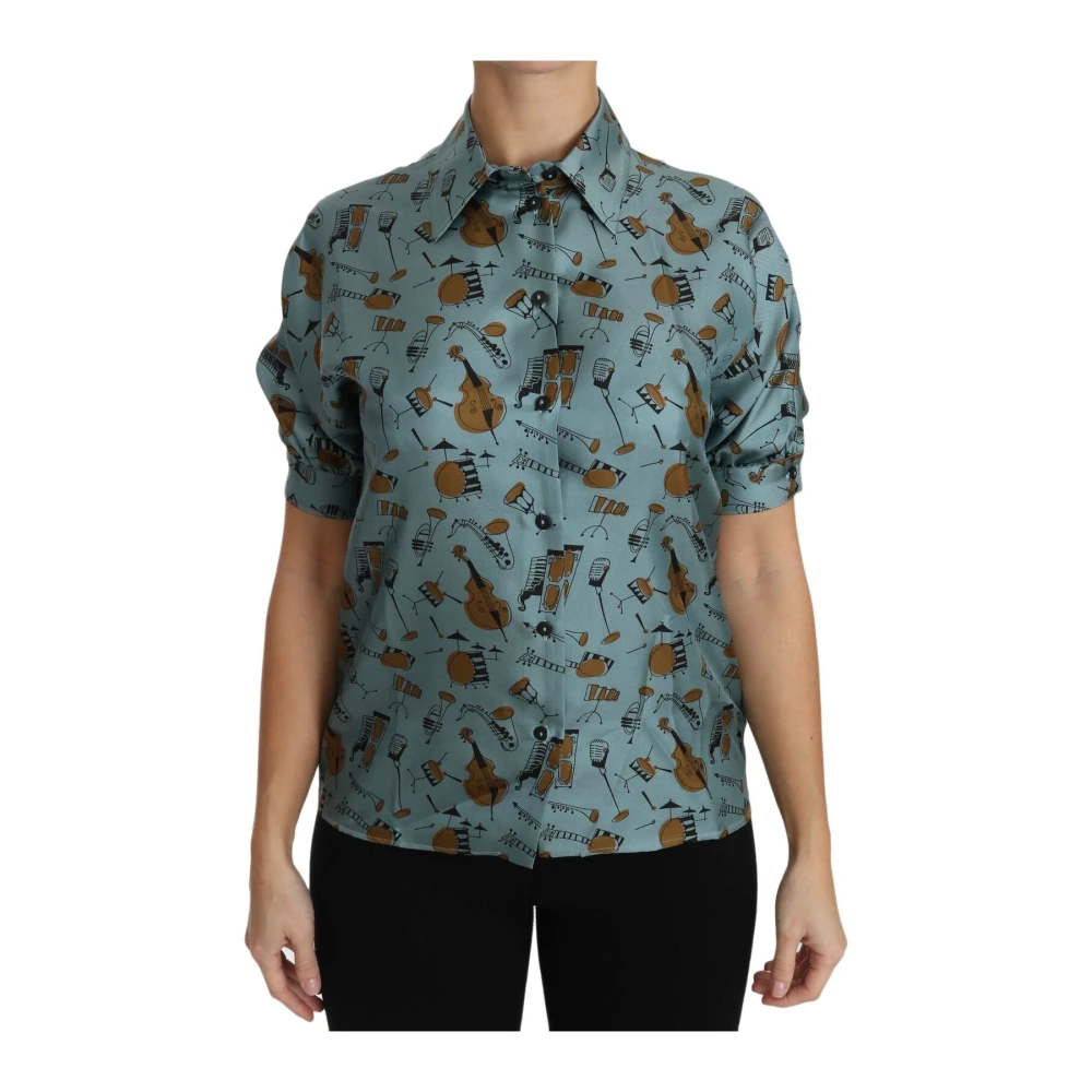 Dolce & Gabbana Women's Multicolor Shirts,, Elegant Silk Blouse With Collar 3XS