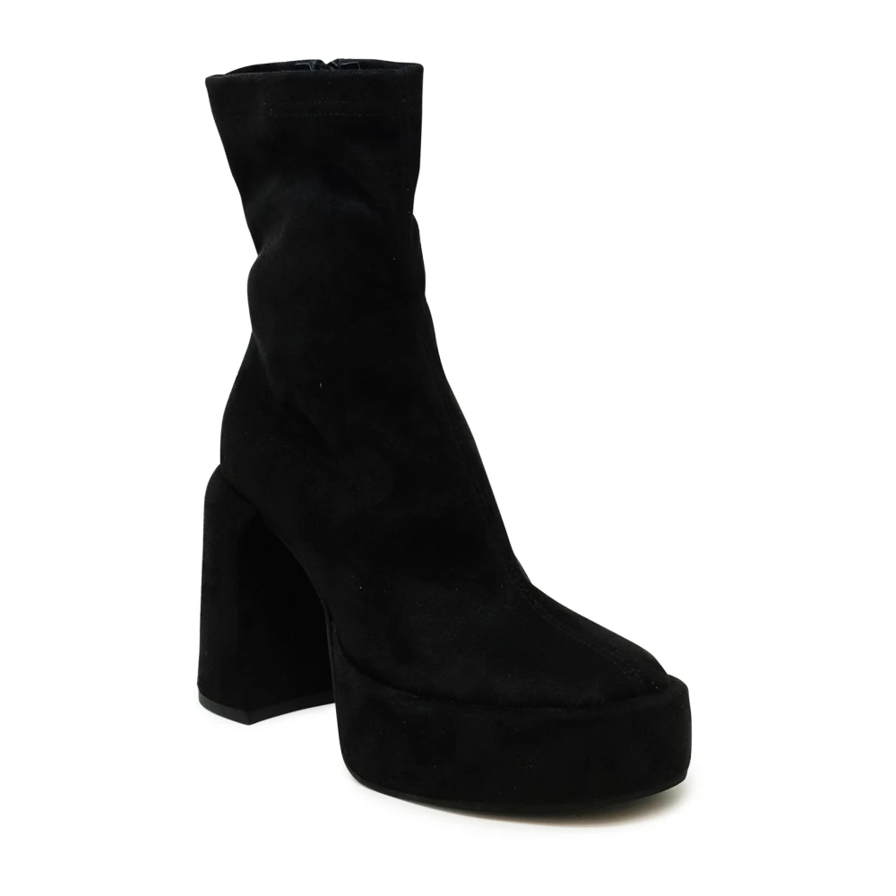 Elena Iachi Zwarte Enkellaarzen Aw23 Black Dames