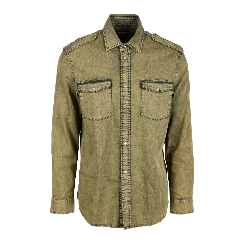 Dondup Katoen Elastaan Shirt Green Heren