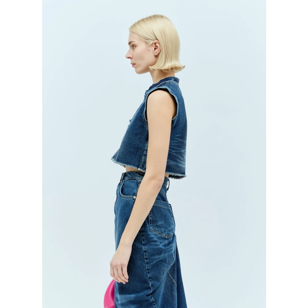 Reward If Found Mermaid Denim Top met Distressed Heart Blue Dames