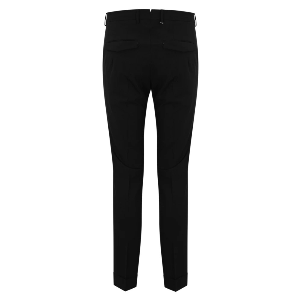 PT Torino Zwarte Wol Stretch Slim Fit Broek Black Heren