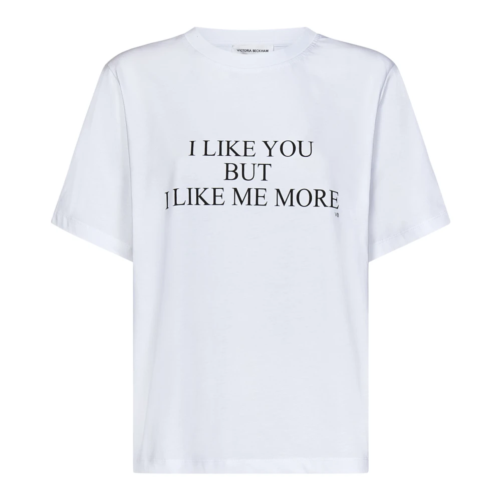 Victoria Beckham Witte Katoenen T-shirt met Chic Slogan White Dames