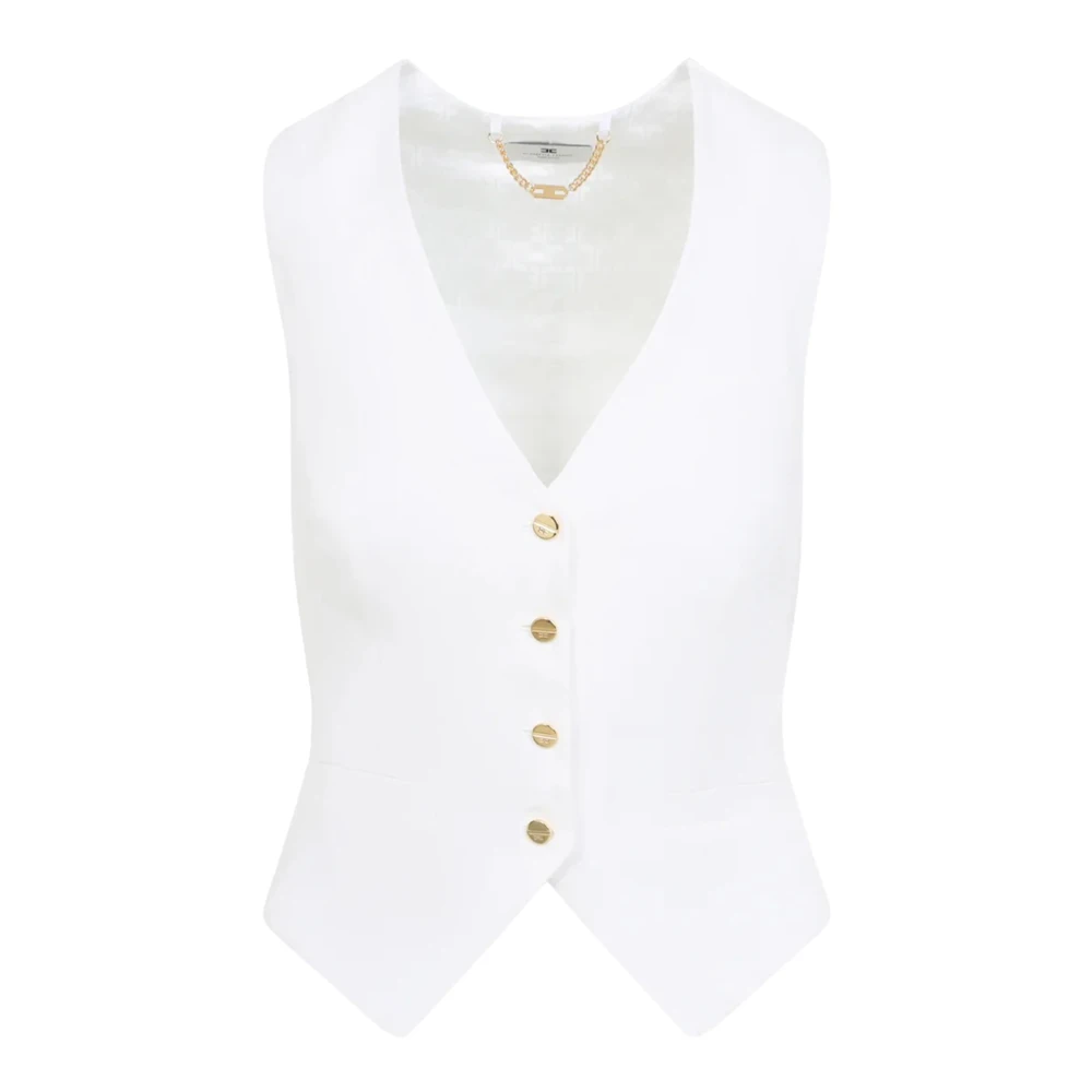 Elisabetta Franchi Women's Beige Asymmetric Cuts Waistcoat - Waistcoats - S - Jackets