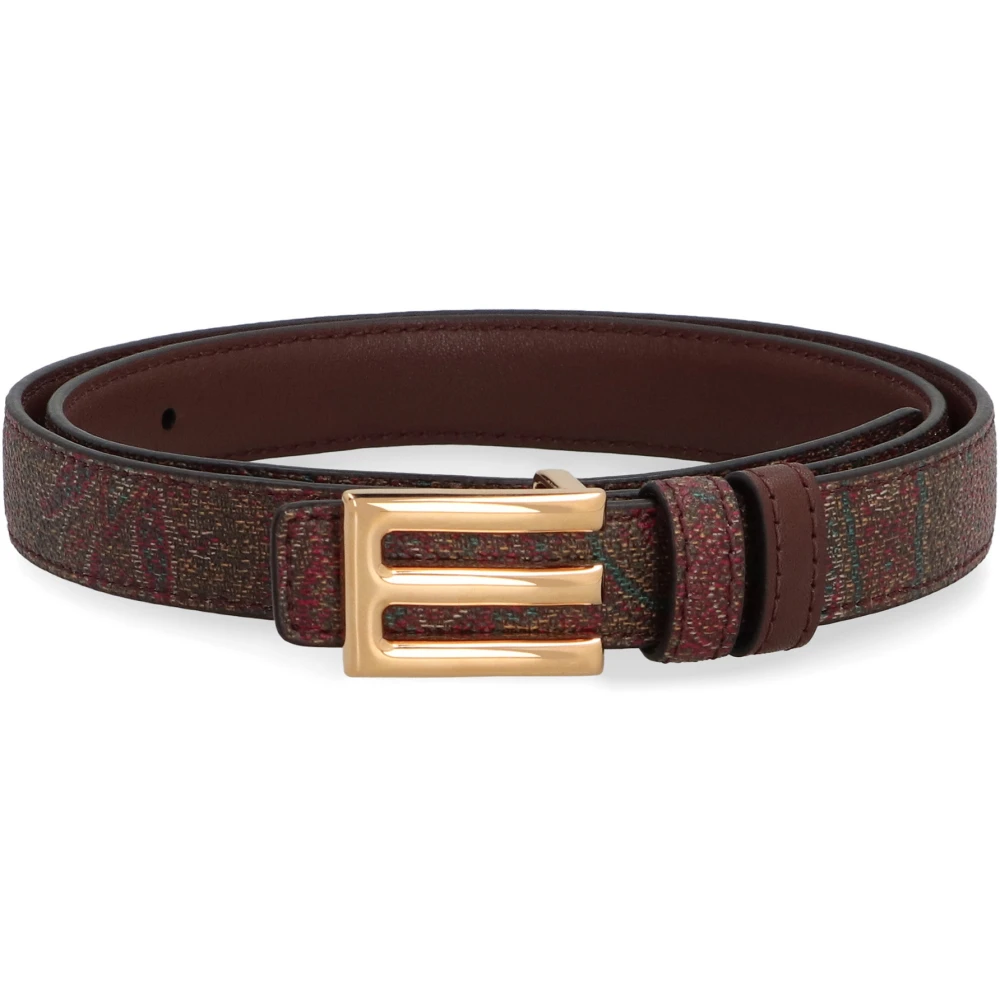 ETRO Omkeerbare Paisley Riem met Leren Gesp Brown Dames