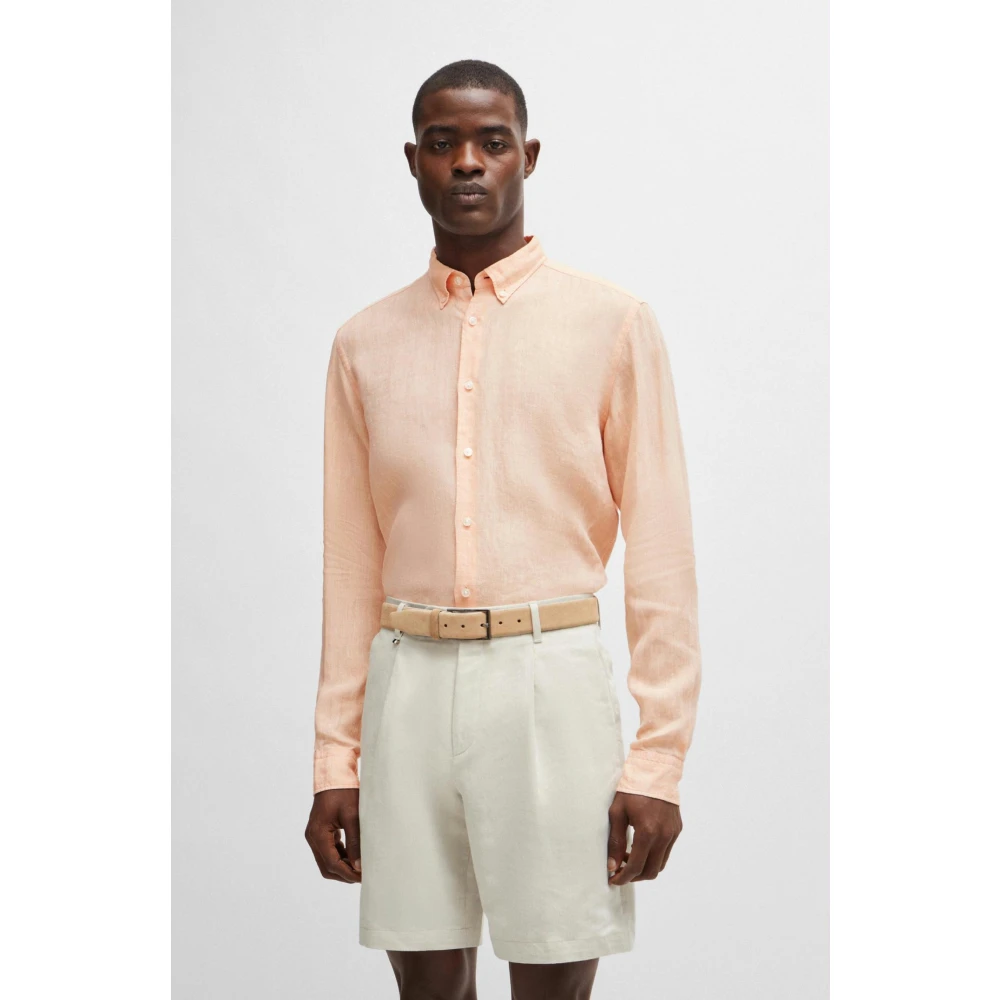 Hugo Boss linnen shirt regular fit Orange Heren