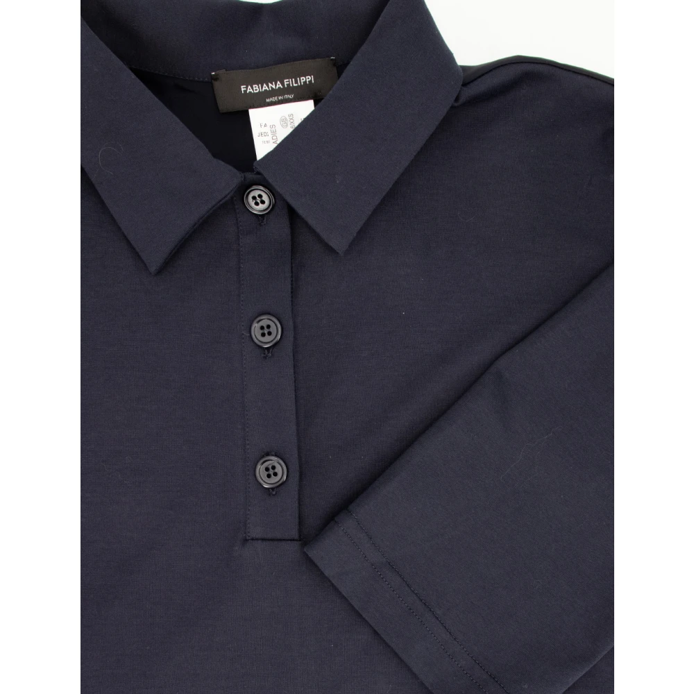 Fabiana Filippi Lange mouwen katoenen poloshirt Blue Dames