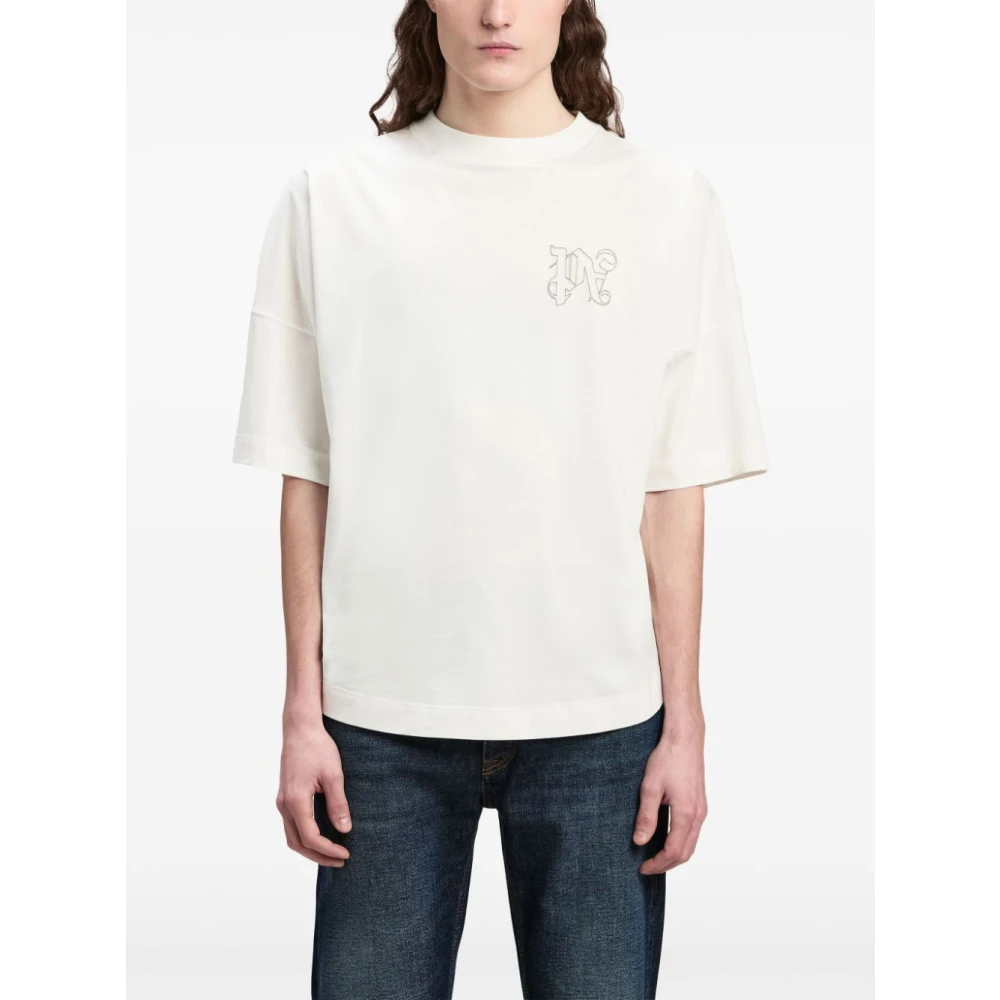 Palm Angels Witte T-shirts Polos voor mannen White Heren
