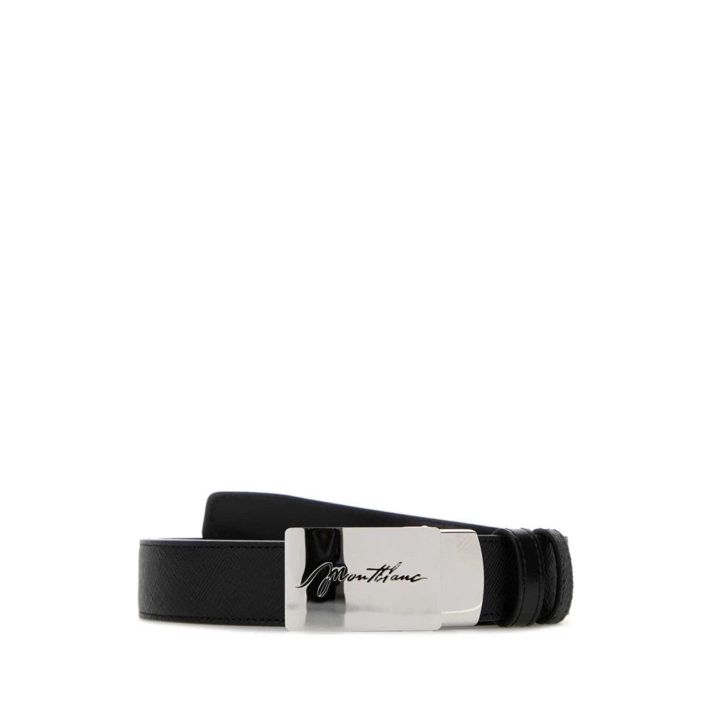 Montblanc Black Belts, Male, One Size, 30 Mm Reversible Belt In Sartorial Leather With Plate Buckle