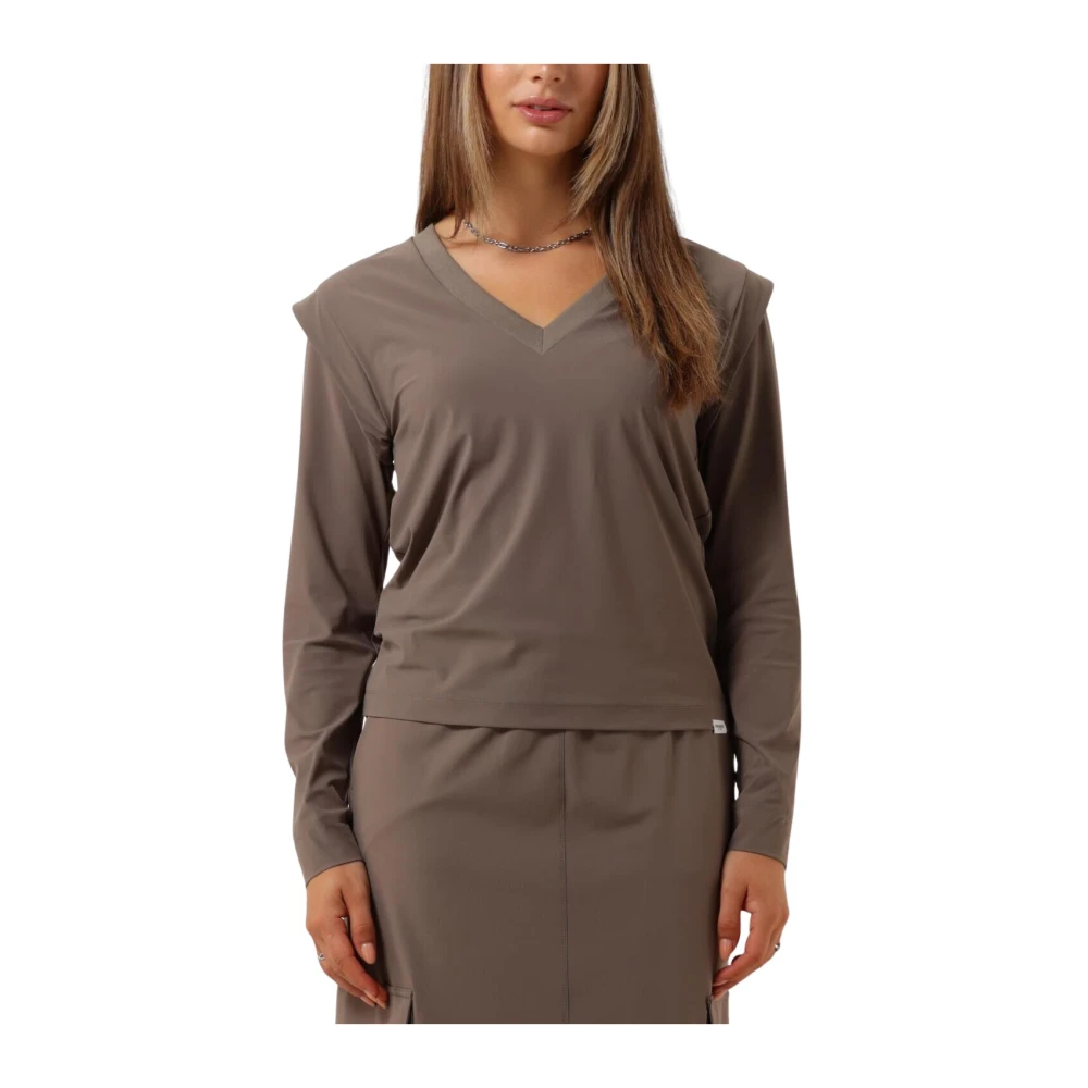 Penn&Ink N.Y Bruine Longsleeve Top voor Vrouwen Brown Dames