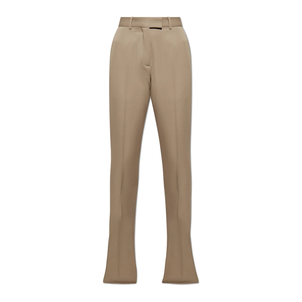 The Attico Grijze Flare-leg Wollen Broek Beige Dames
