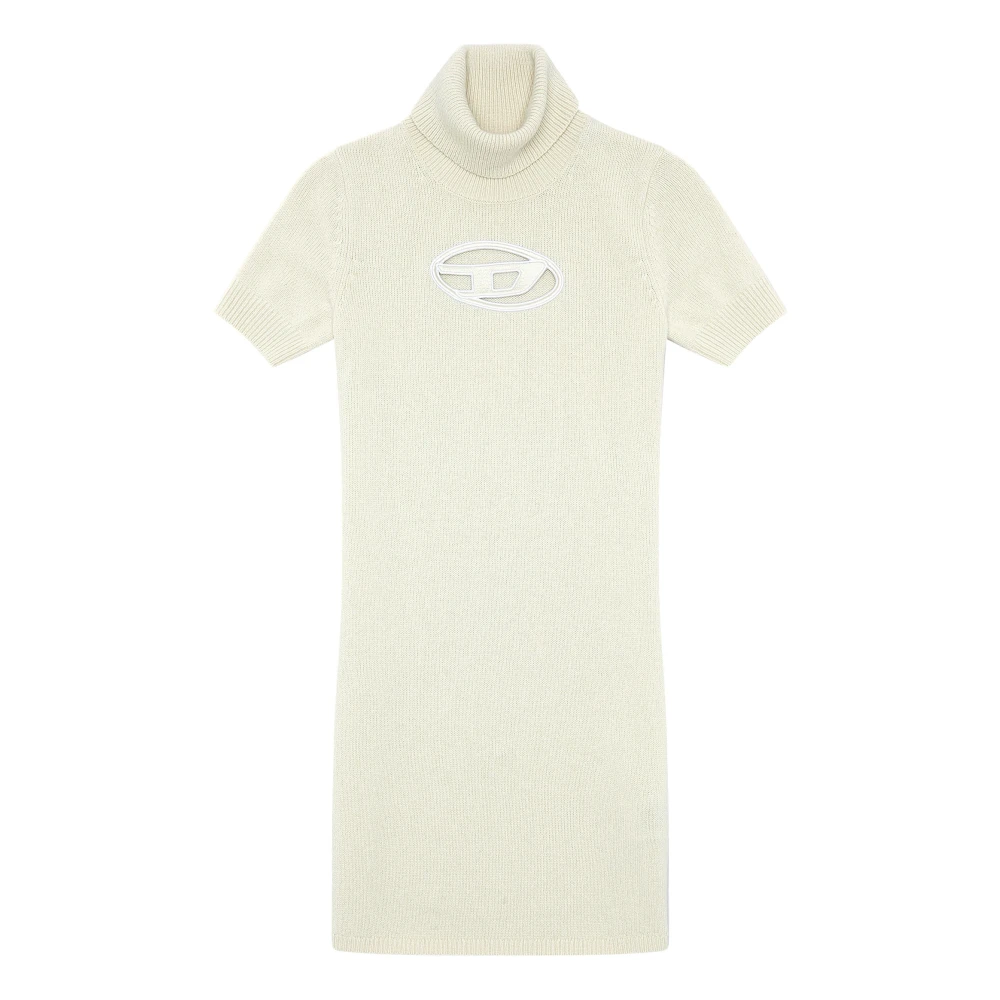 Diesel Roll-neck dress with oval D plaque Green Dames