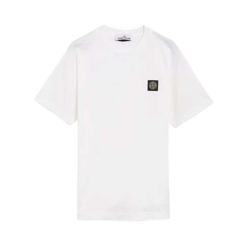 Stone Island Borstlogo T-shirt in wit White Heren