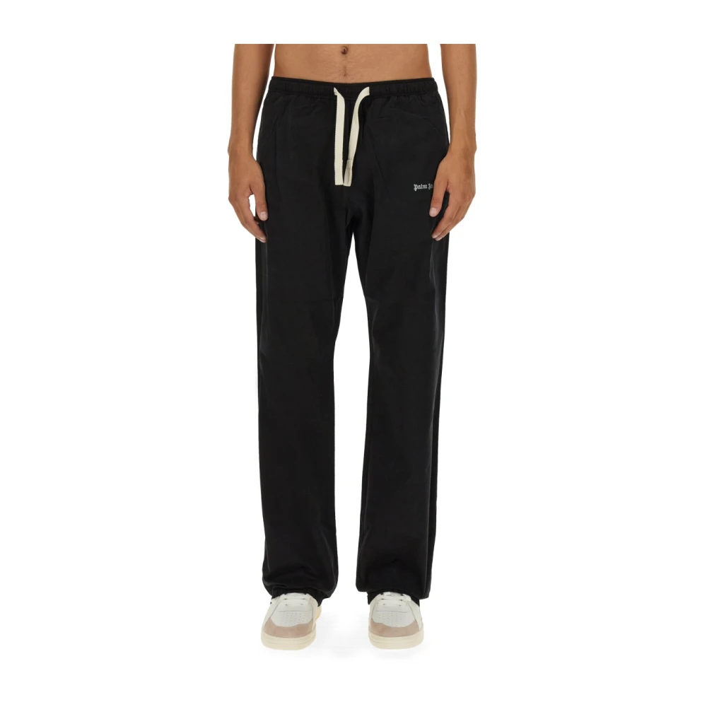 Palm Angels Monogram Straight Katoenen Broek Black Heren