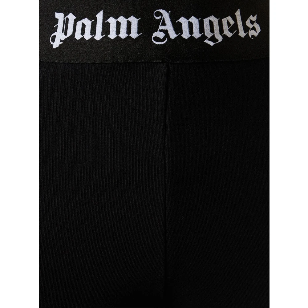 Palm Angels Zwarte Flared Leggings met Logo Tape Detailing Black Dames