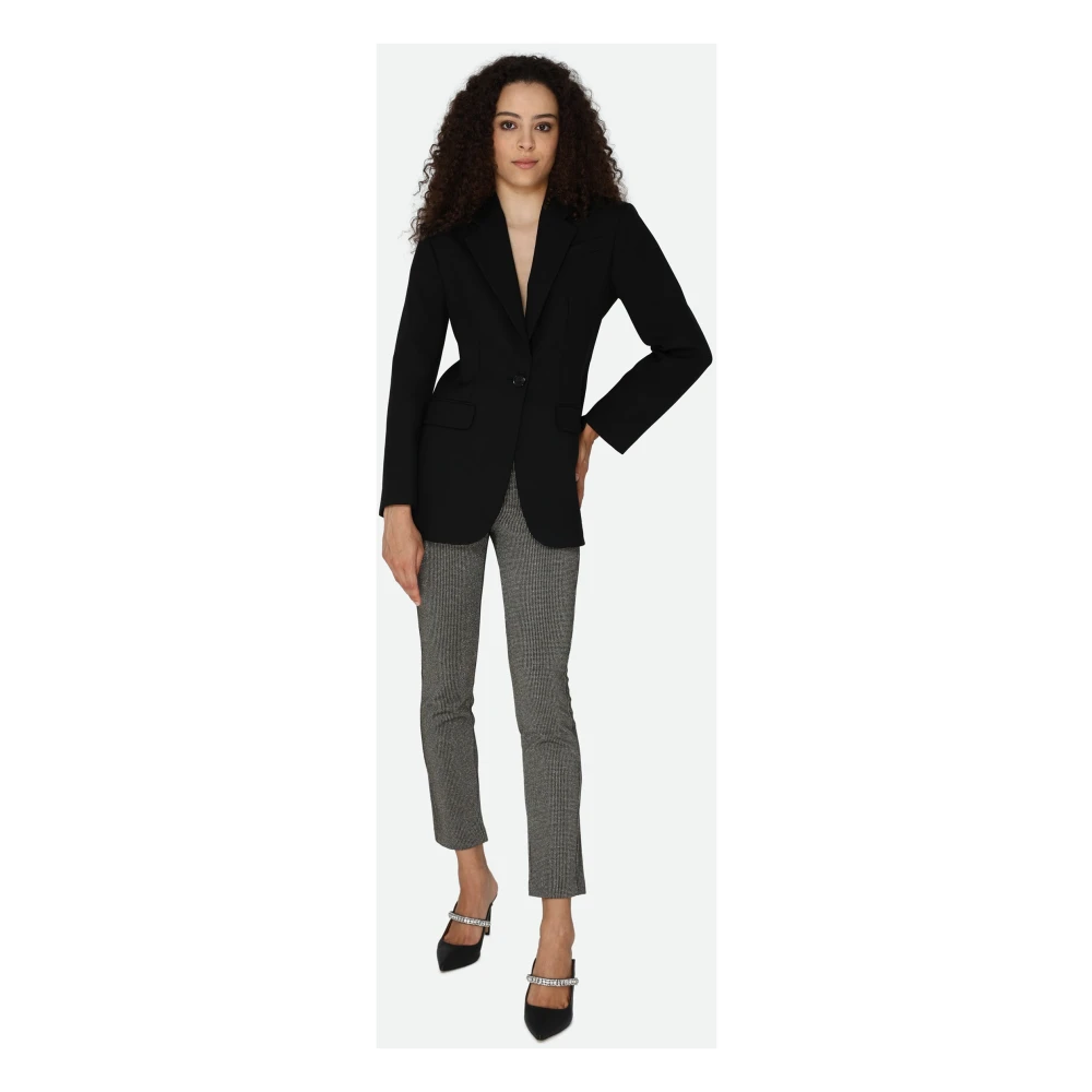 PATRIZIA PEPE Bruin en Zwart Geruite Elastische Broek Gray Dames