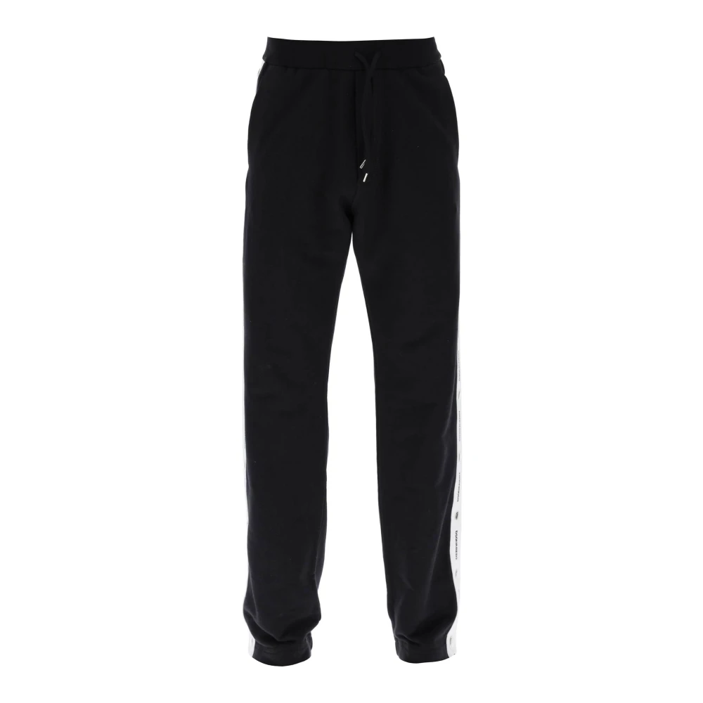Dsquared2 Sweatpants met logo band en zijdelingse drukknopen Black Heren