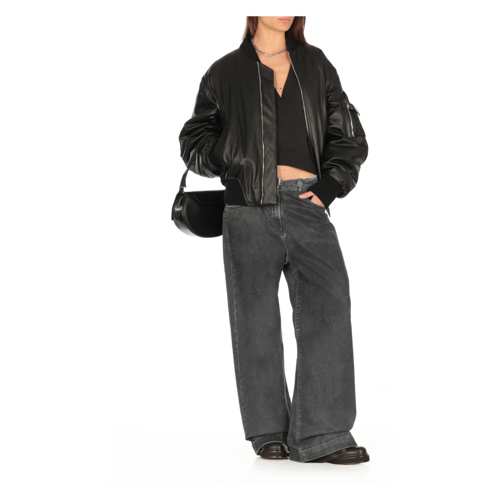 The Attico Zwarte Katoenen V-Hals Sweatshirt Black Dames